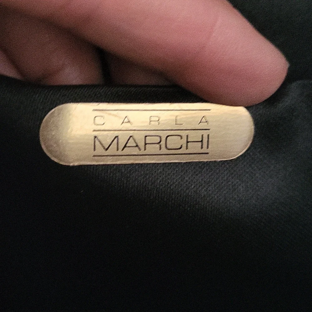 Carla Marchi Elegant Black and Gold Floral Clutch